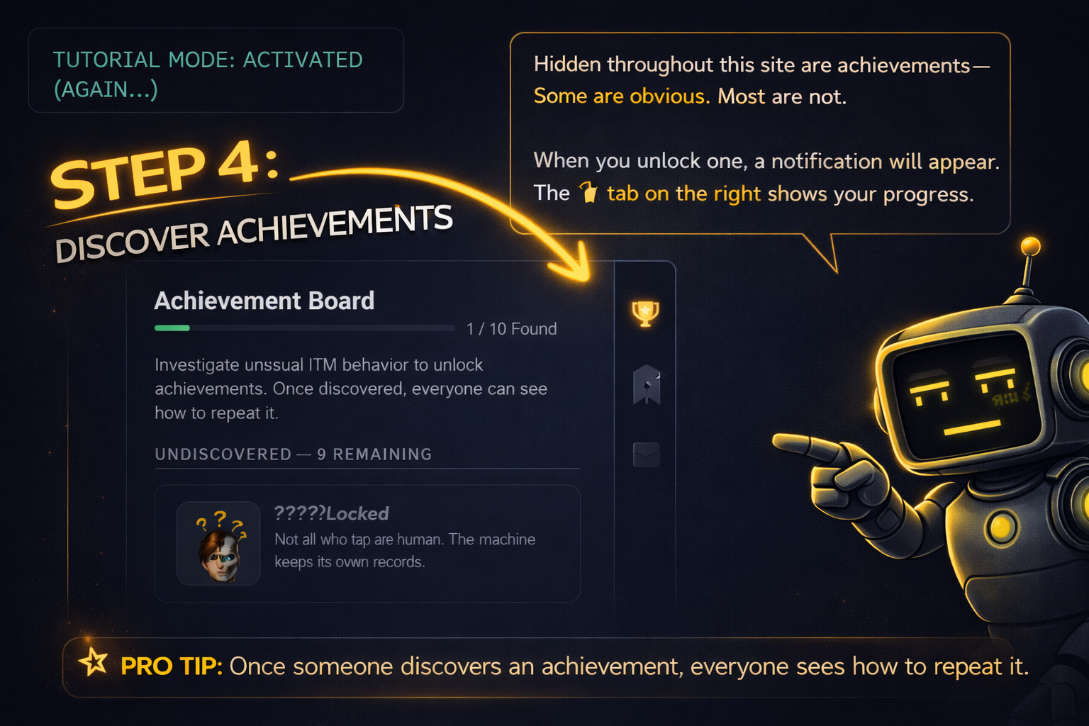Achievement toast and sidebar
